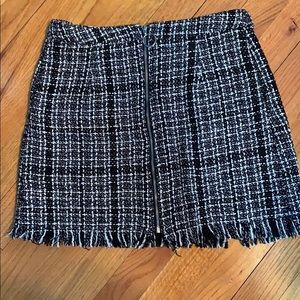 Plaid fringed mini skirt